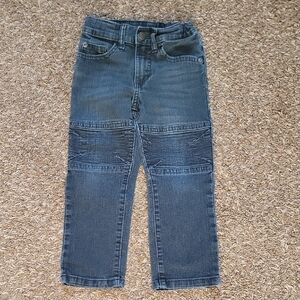 Wrangler Boys 4T Dark Blue Wash Jeans Adjustable Waist Reinforced Knees EUC